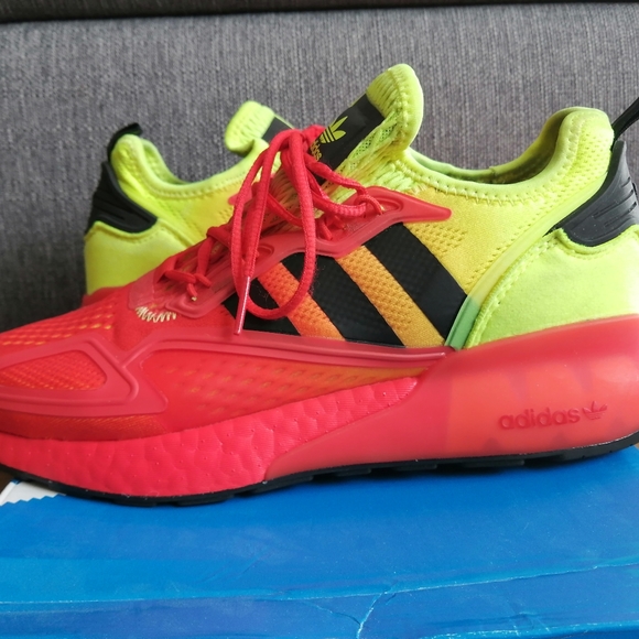 Adidas ZX 2K Boost Solar Yellow Hi-Res Red Size 7.5 Men U.S Unisex. Trainer. - Picture 9 of 11